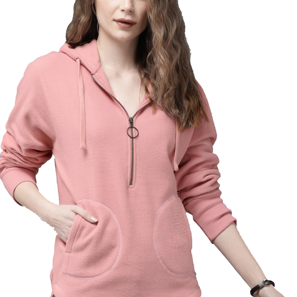 Single Color Zipper Hoodie Women