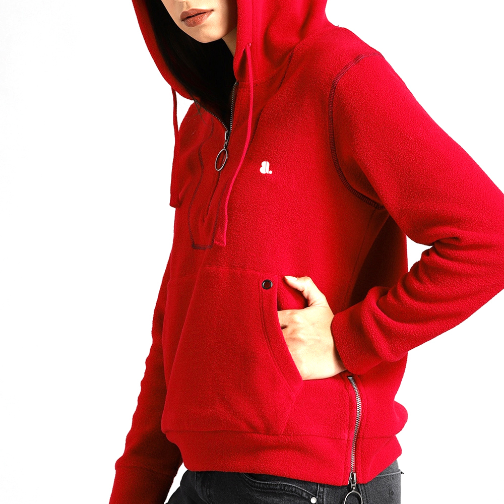Single Color Zipper Hoodie Women