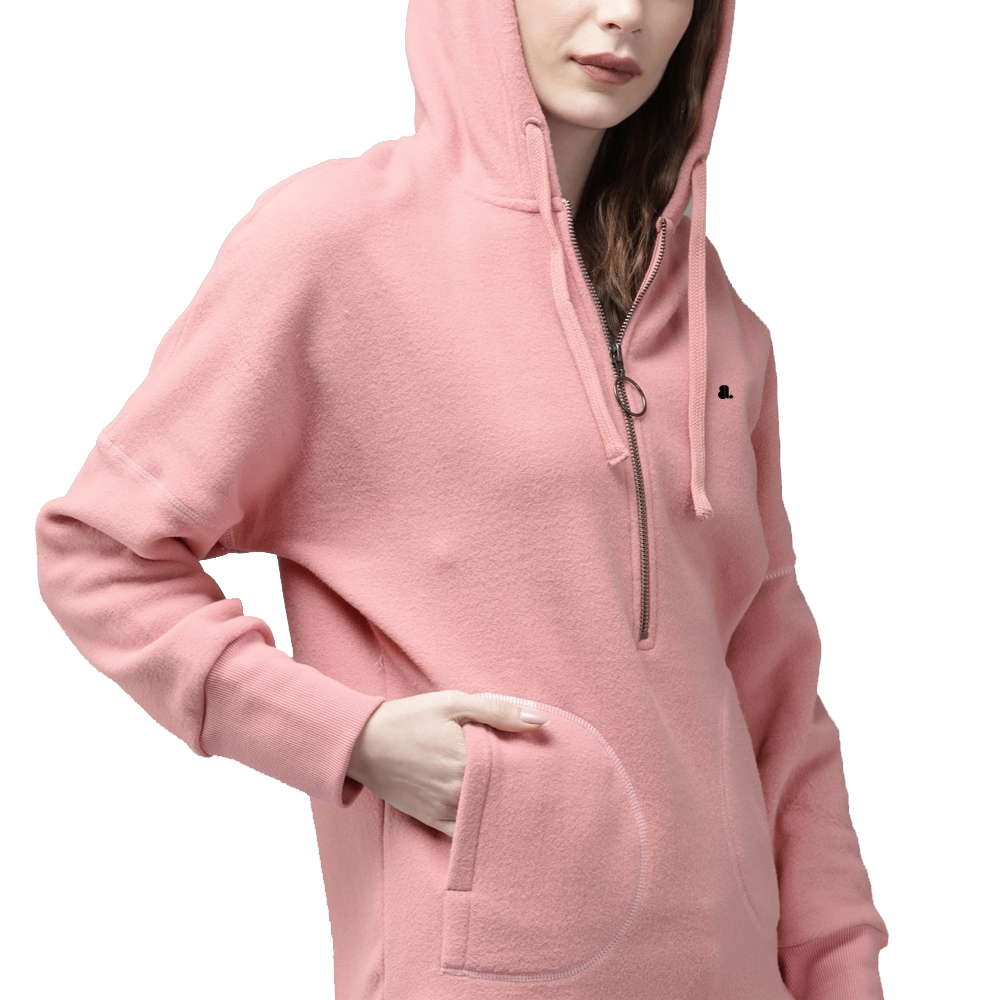Single Color Zipper Hoodie Women - Image 3