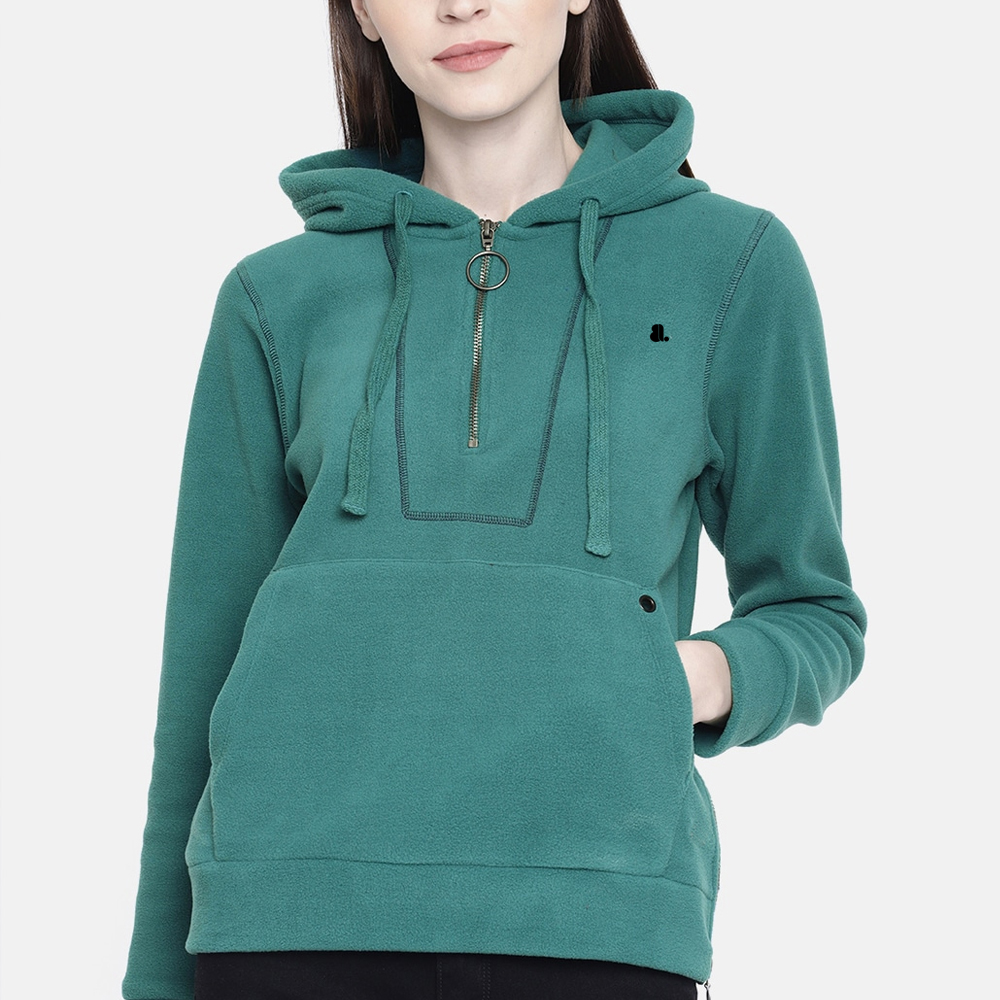 Single Color Zipper Hoodie Women