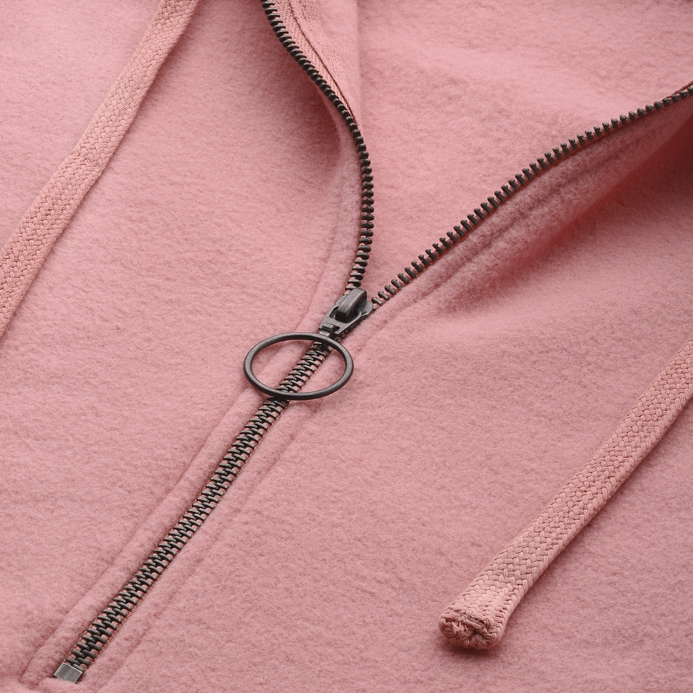 Single Color Zipper Hoodie Women - Image 5