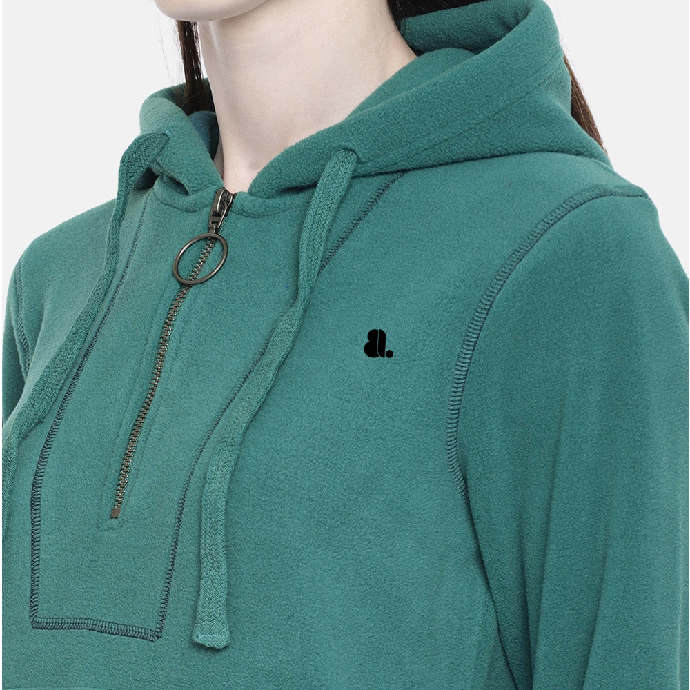 Single Color Zipper Hoodie Women - Image 5