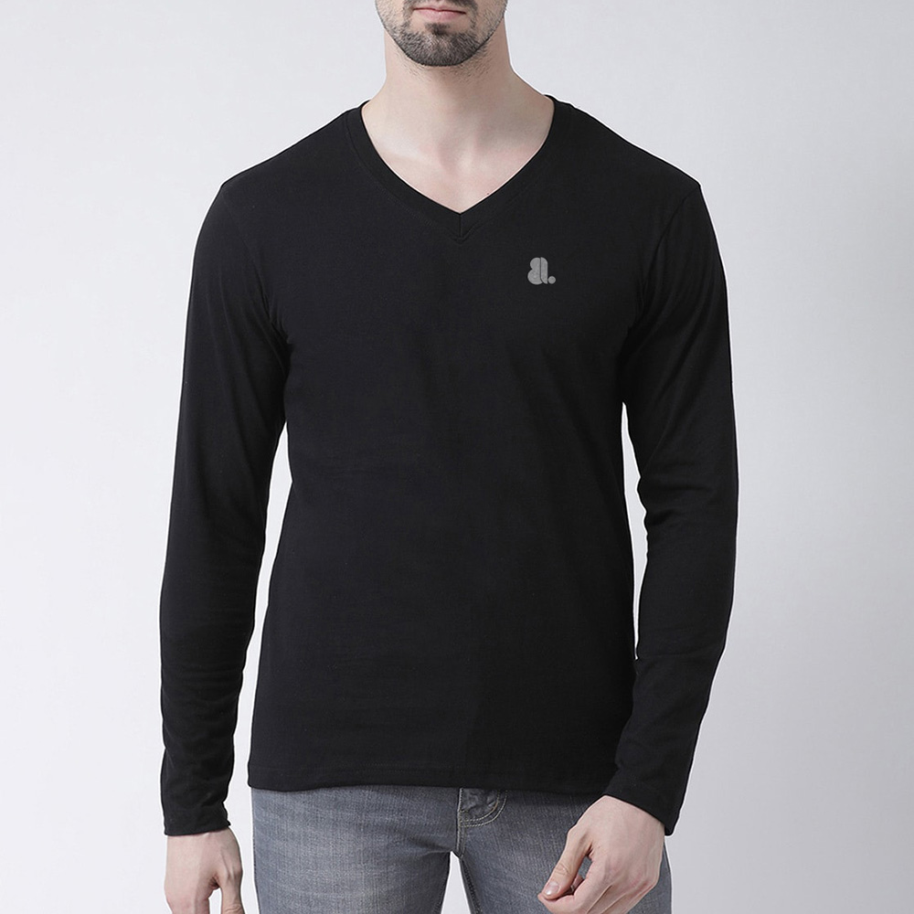 Men V-Neck Long Sleeve Tee