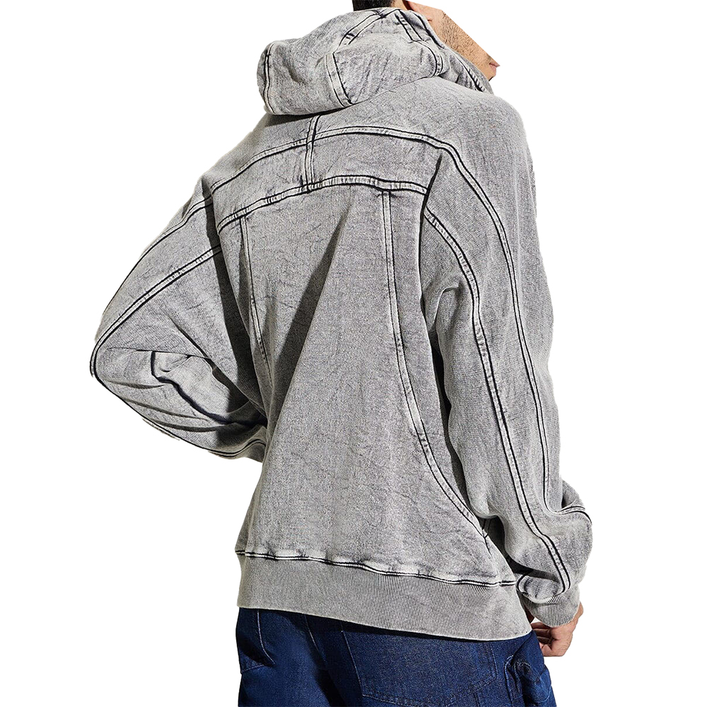 Acid Wash Zipper Hoodie Men - Image 4