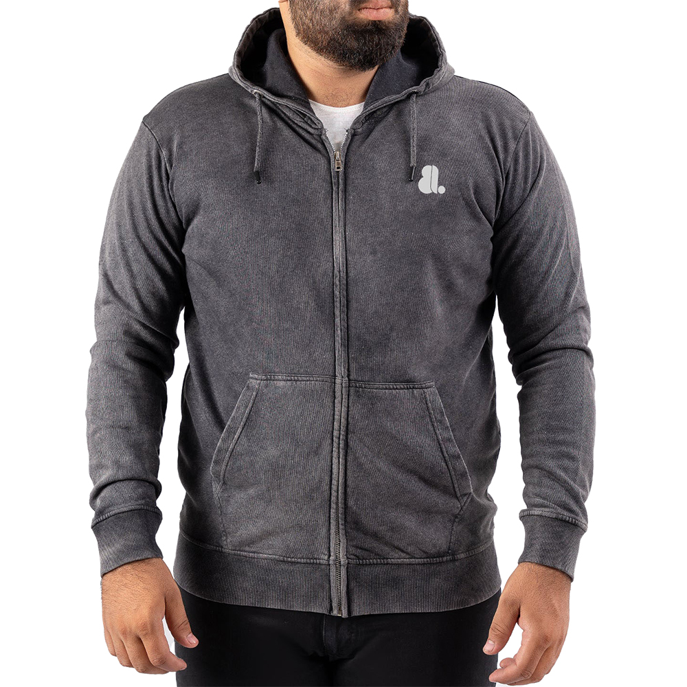 Acid Wash Zipper Hoodie Men