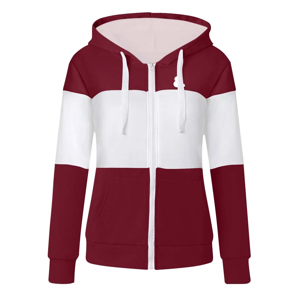 Blok Zipper Hoodie Women