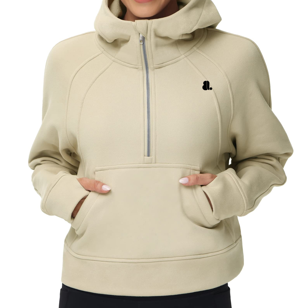 Single Color Zipper Hoodie Women