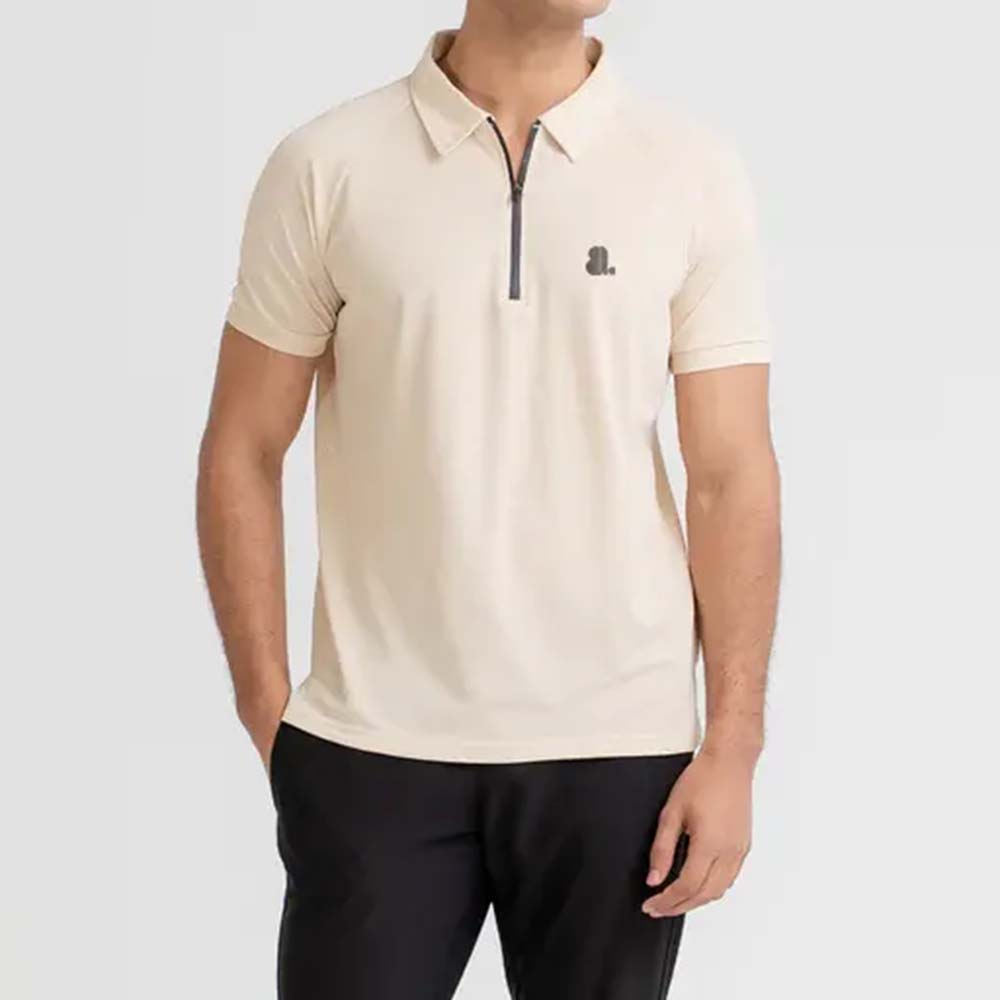 Short Sleeve Zipper Polo Men