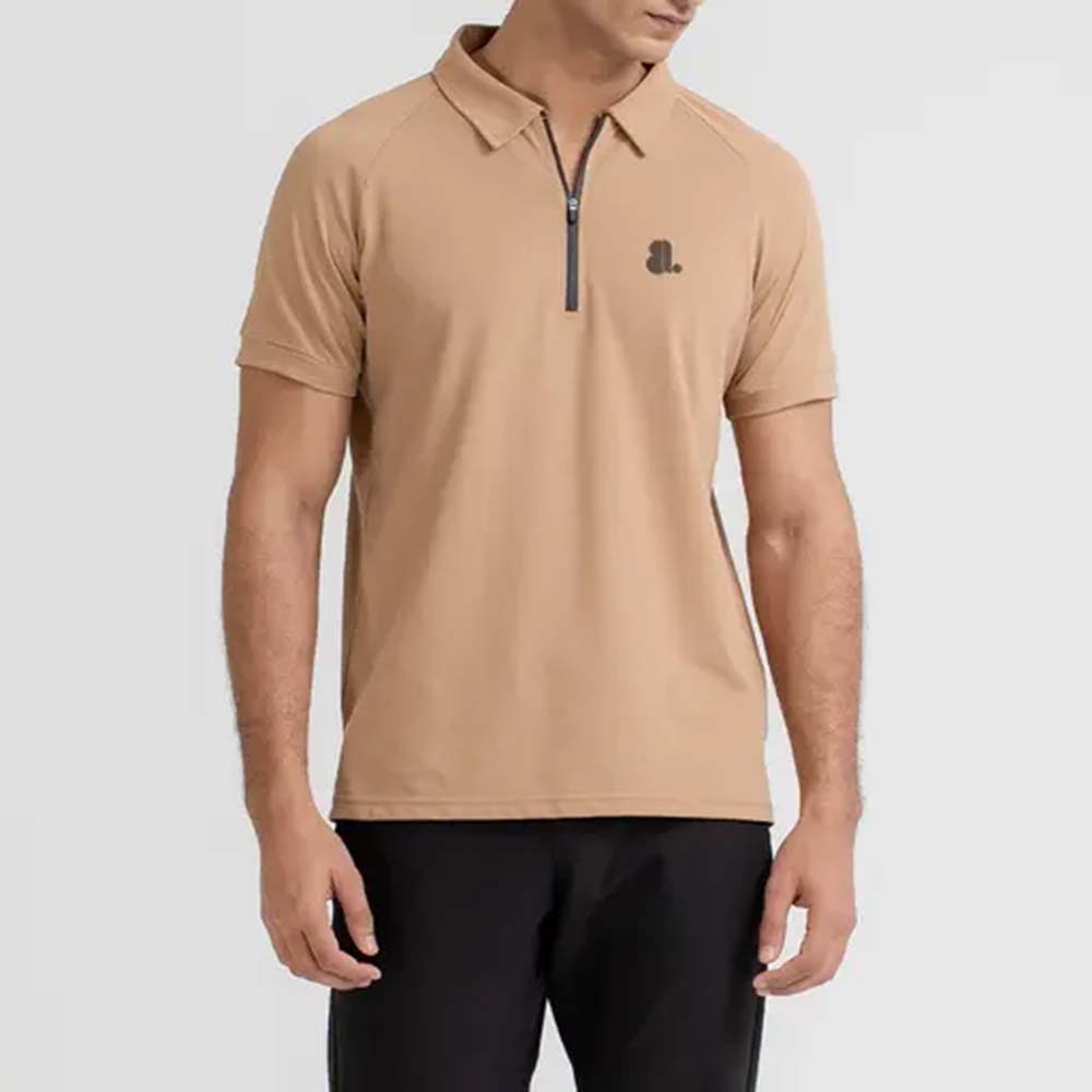 Short Sleeve Zipper Polo Men