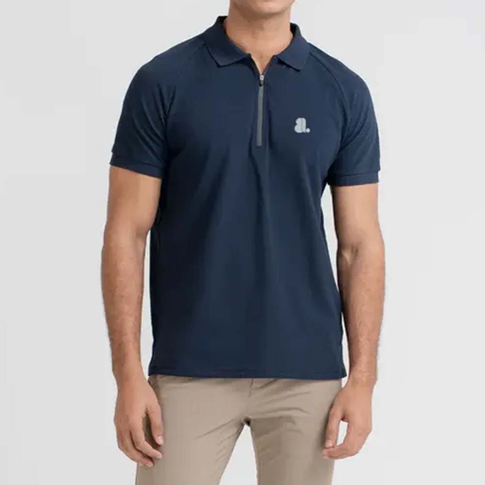 Short Sleeve Zipper Polo Men