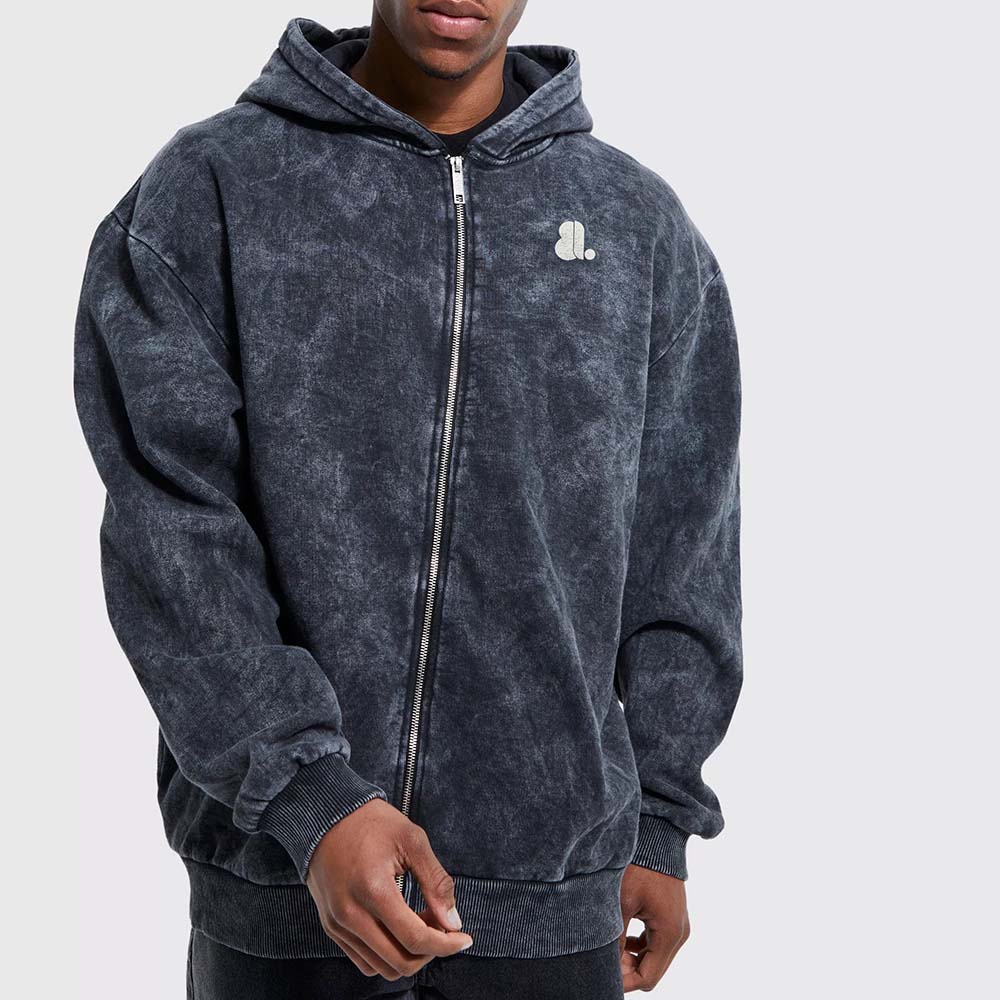 Acid Wash Zipper Track Suit Men