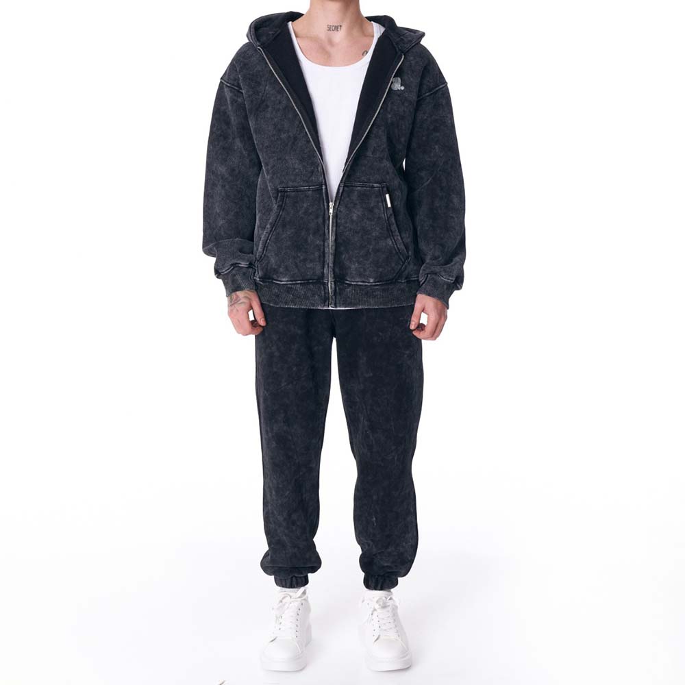 Acid Wash Zipper Track Suit Men