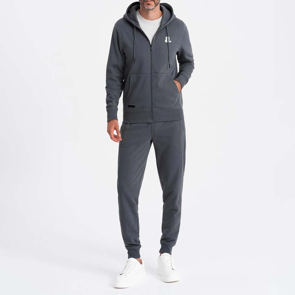 Single Color Zipper Track Suit Men