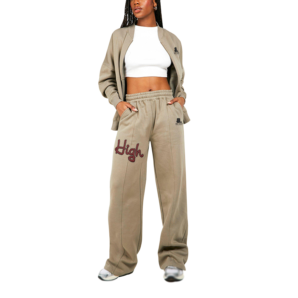 Acid Wash Zipper Track Suite Women