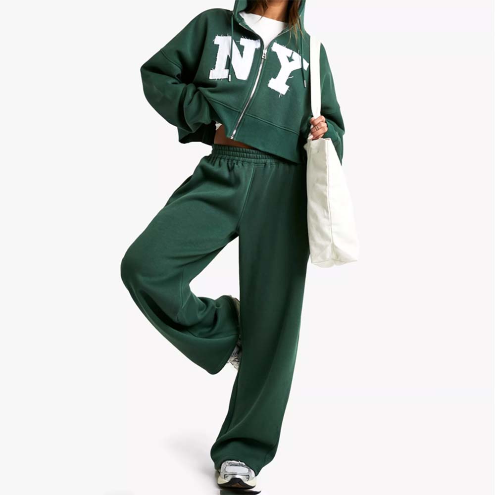 Acid Wash Zipper Track Suite Women