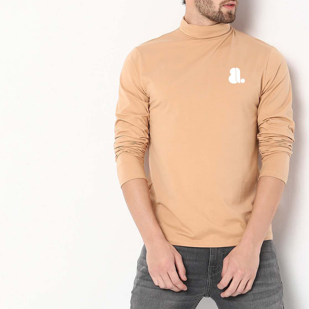 Men Turtle Neck Long Sleeve Tee