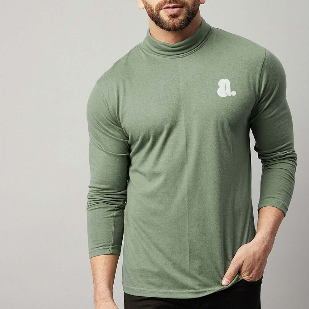 Men Turtle Neck Long Sleeve Tee