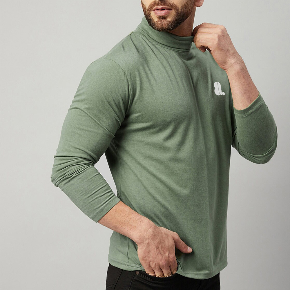 Men Turtle Neck Long Sleeve Tee