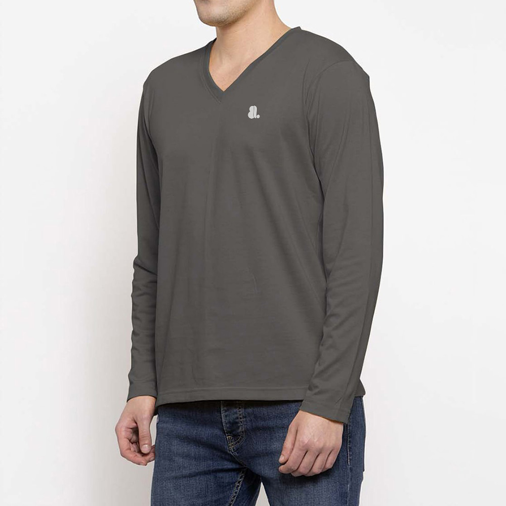 Men V-Neck Long Sleeve Tee - Image 3