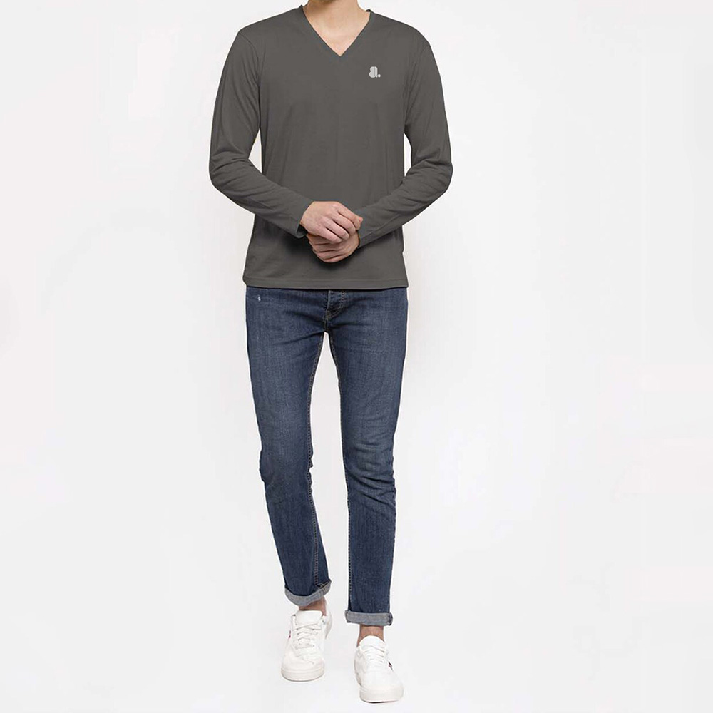 Men V-Neck Long Sleeve Tee
