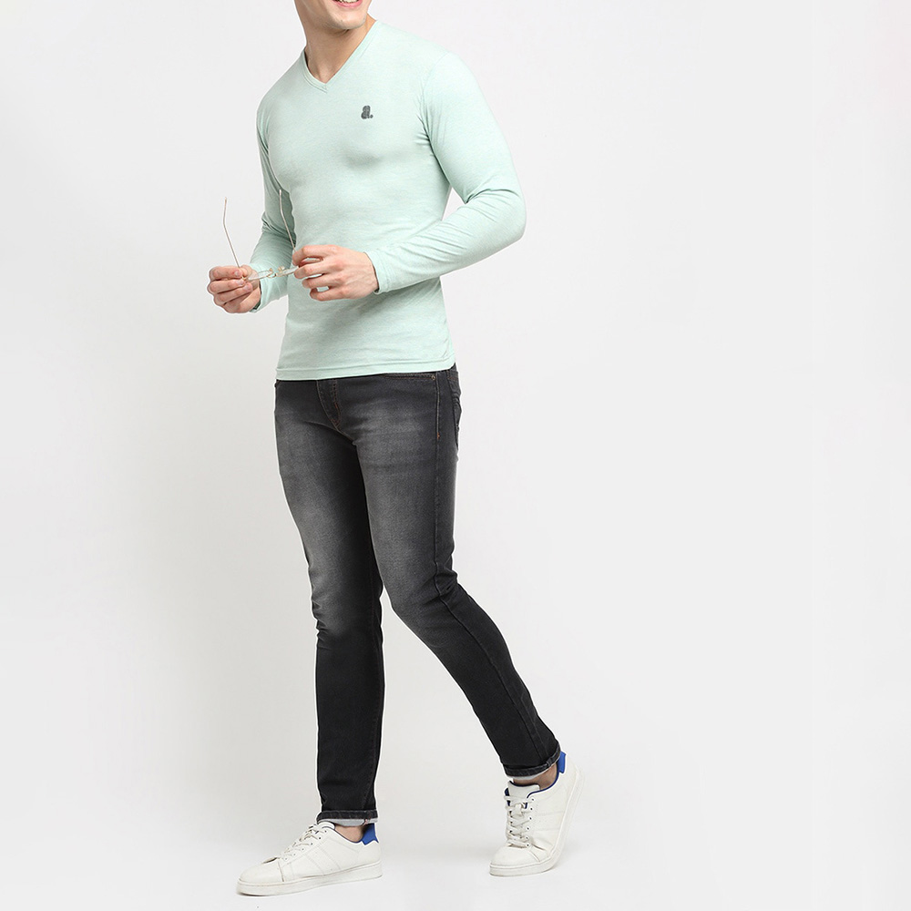 Men V-Neck Long Sleeve Tee