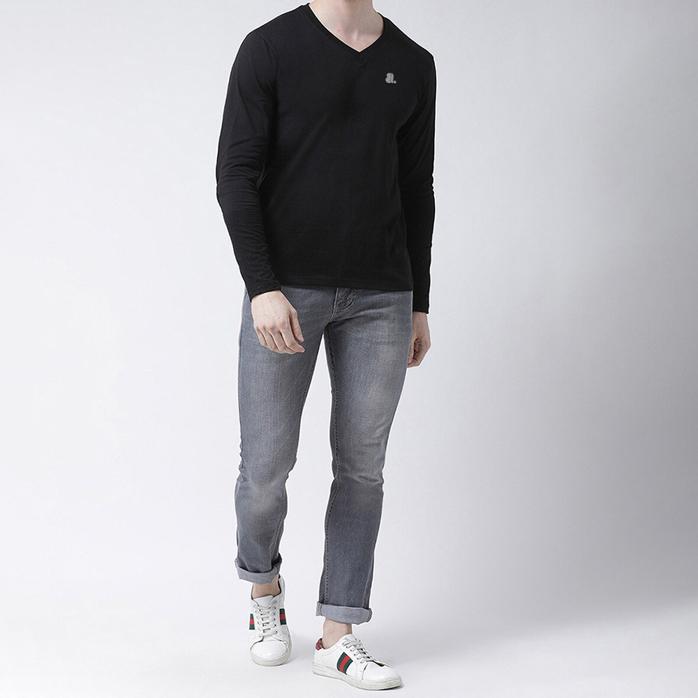 Men V-Neck Long Sleeve Tee