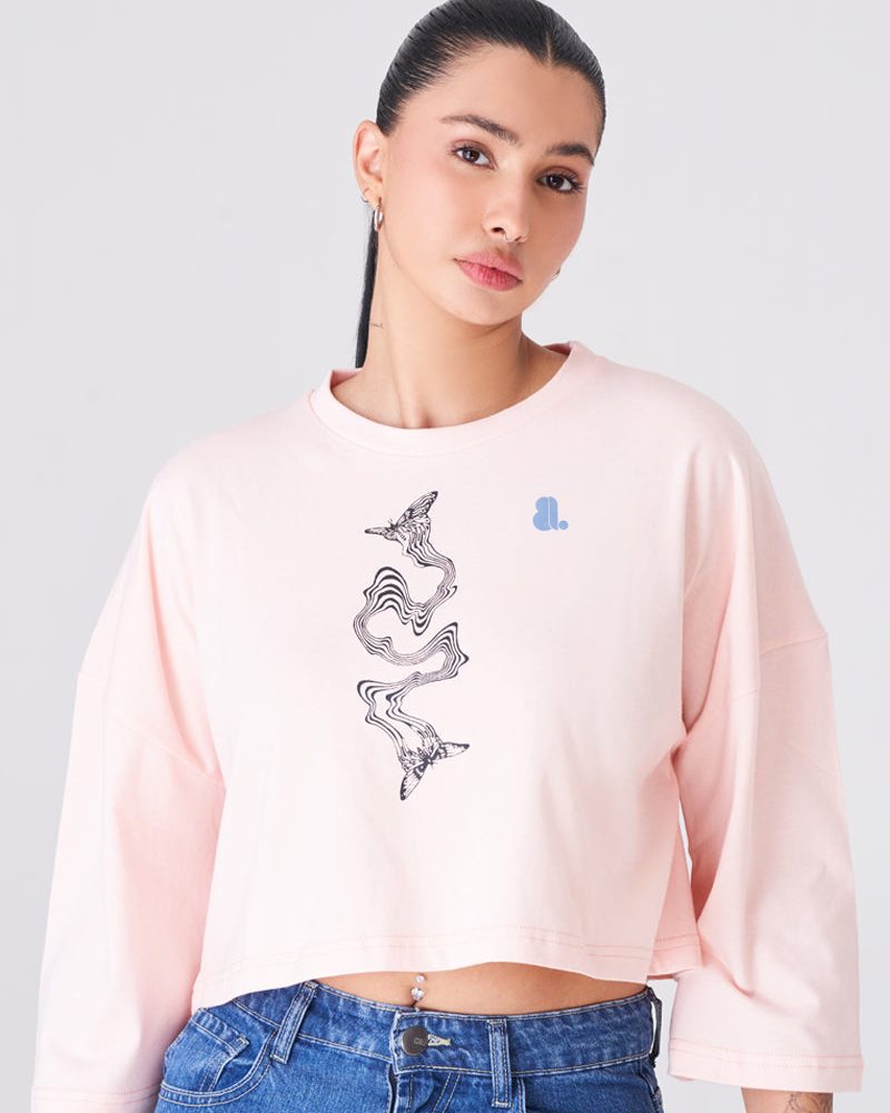 Women Long Sleeve Crop Top T-Shirts