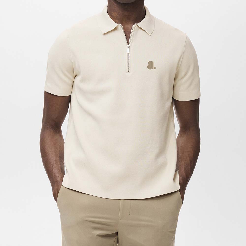 Short Sleeve Zipper Polo Men