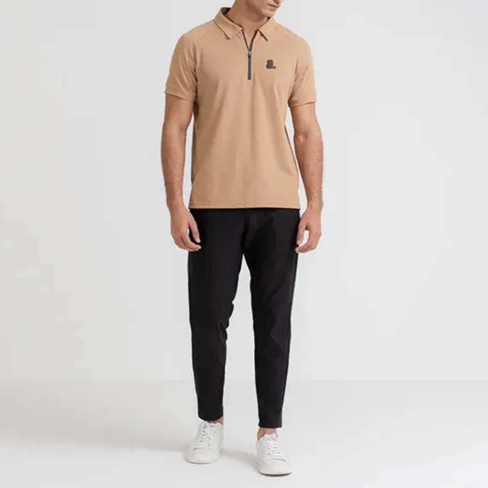 Short Sleeve Zipper Polo Men