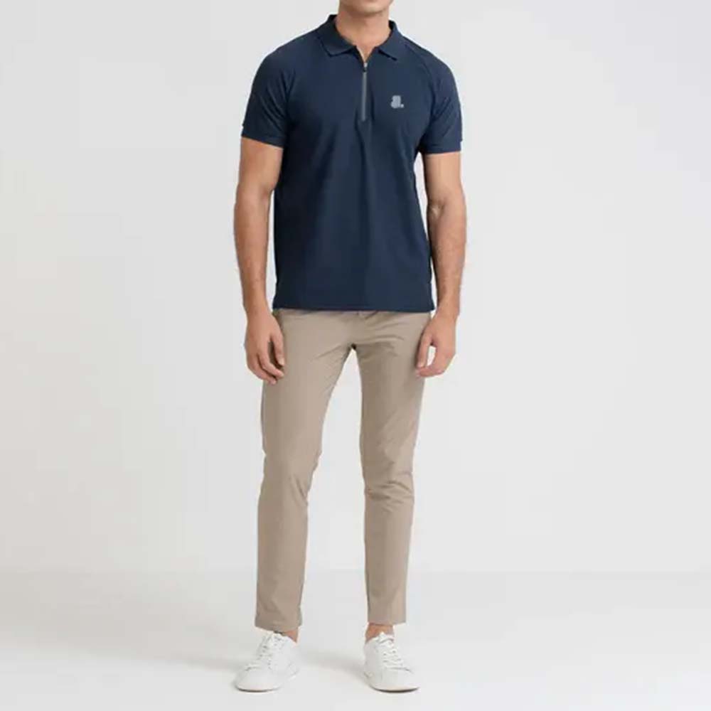 Short Sleeve Zipper Polo Men