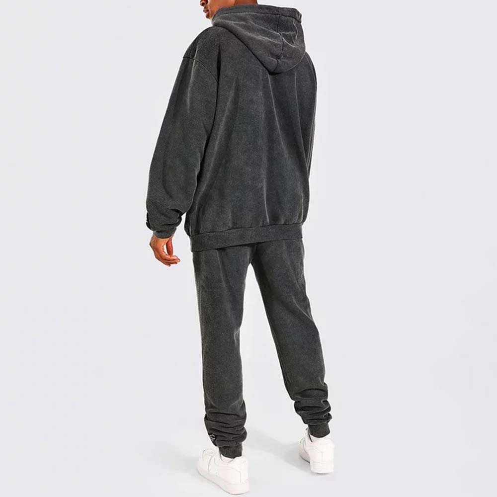 Acid Wash Zipper Track Suit Men