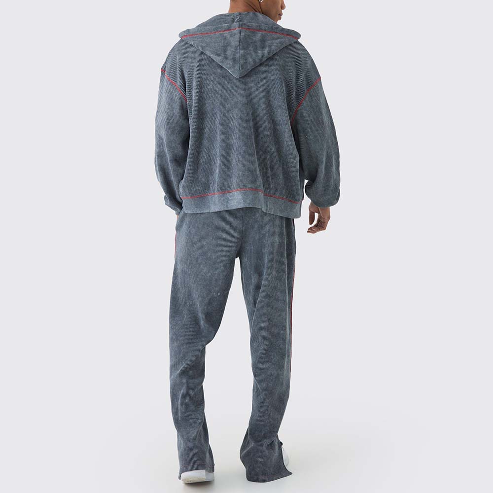 Acid Wash Zipper Track Suit Men - Image 3