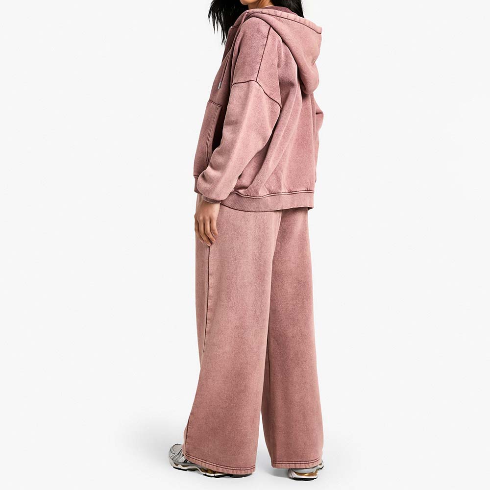 Acid Wash Zipper Track Suite Women - Image 6