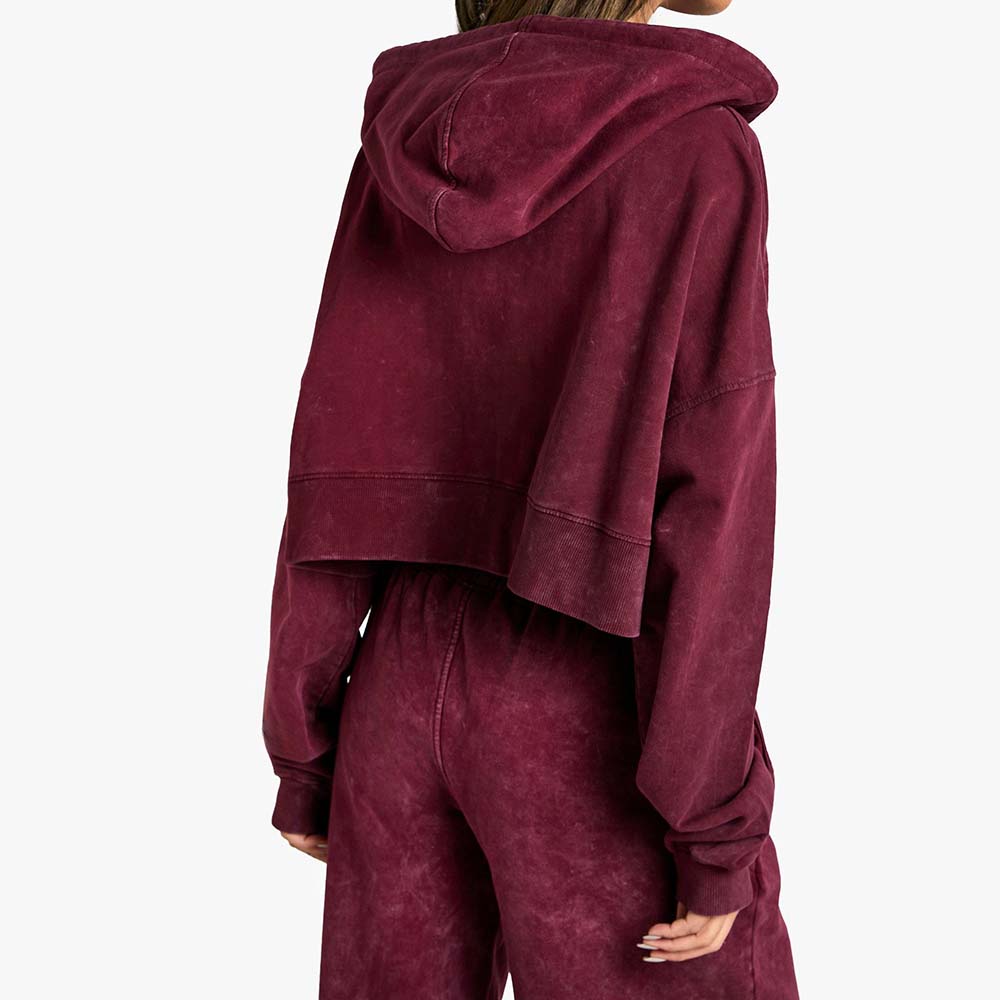 Acid Wash Zipper Track Suite Women - Image 3