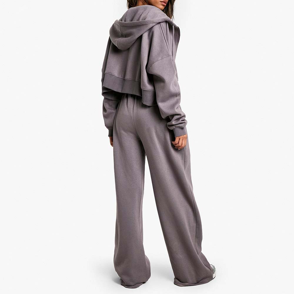 Acid Wash Zipper Track Suite Women - Image 4