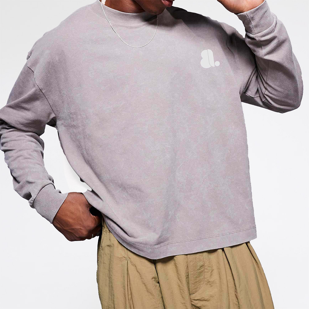Men Acid Wash Oversize Long Sleeve Tee - Image 4