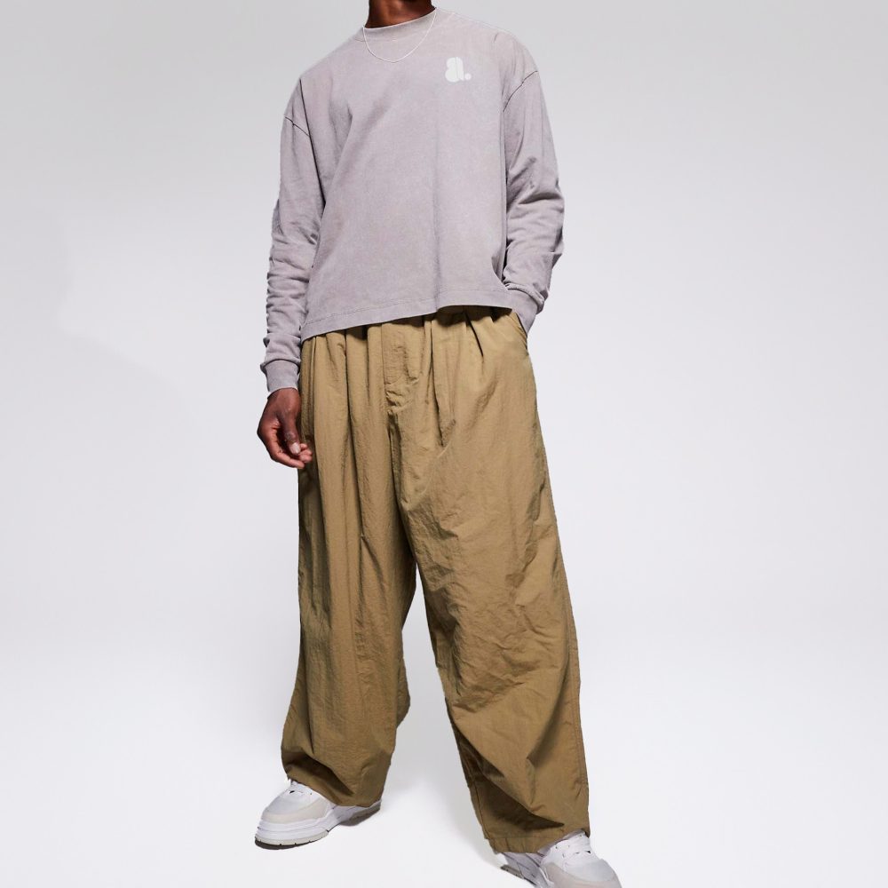 Men Acid Wash Oversize Long Sleeve Tee