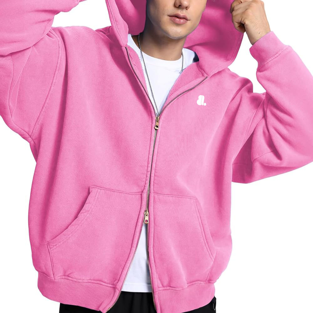 Acid Wash Zipper Hoodie Men - Image 3