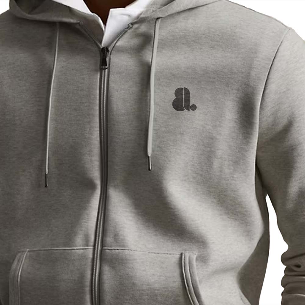 Single Color Zipper Hoodie Men - Image 3