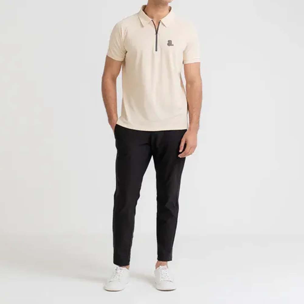 Short Sleeve Zipper Polo Men