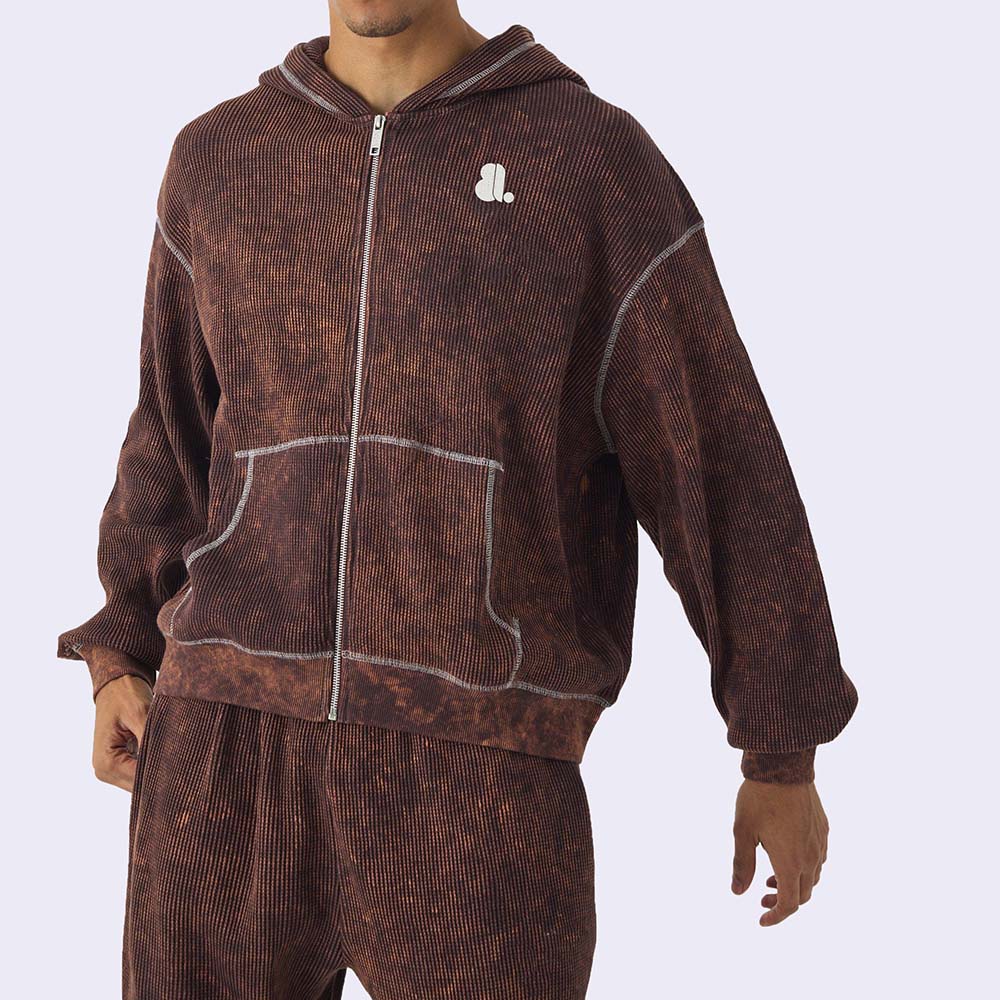 Acid Wash Zipper Track Suit Men