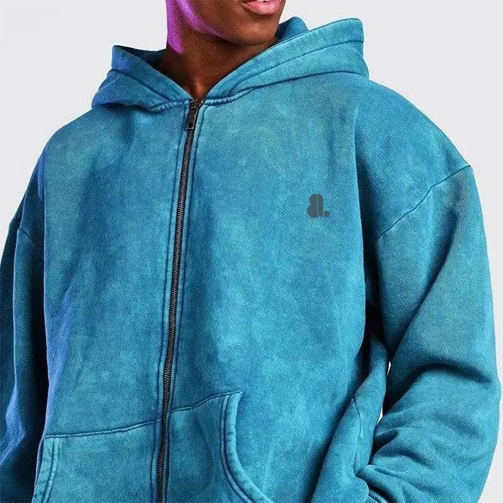 Acid Wash Zipper Track Suit Men - Image 4