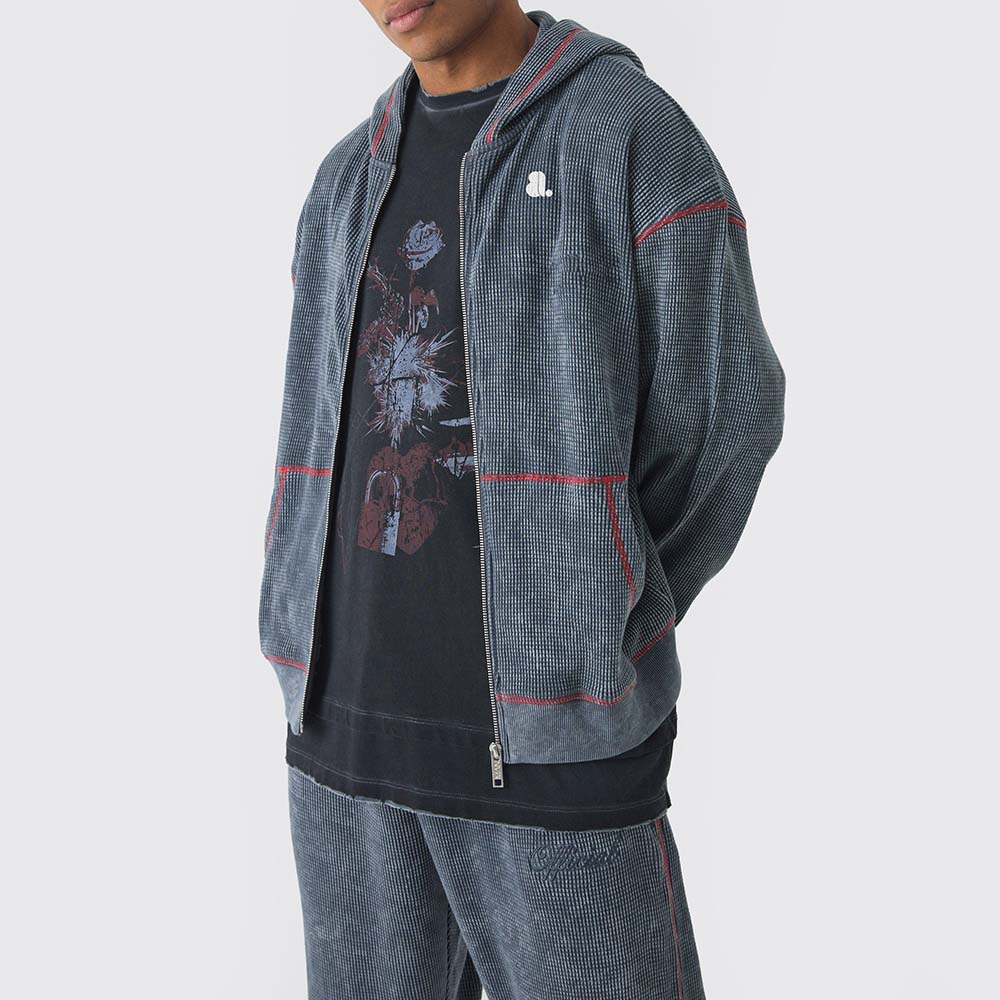 Acid Wash Zipper Track Suit Men