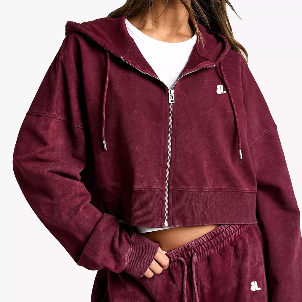 Acid Wash Zipper Track Suite Women