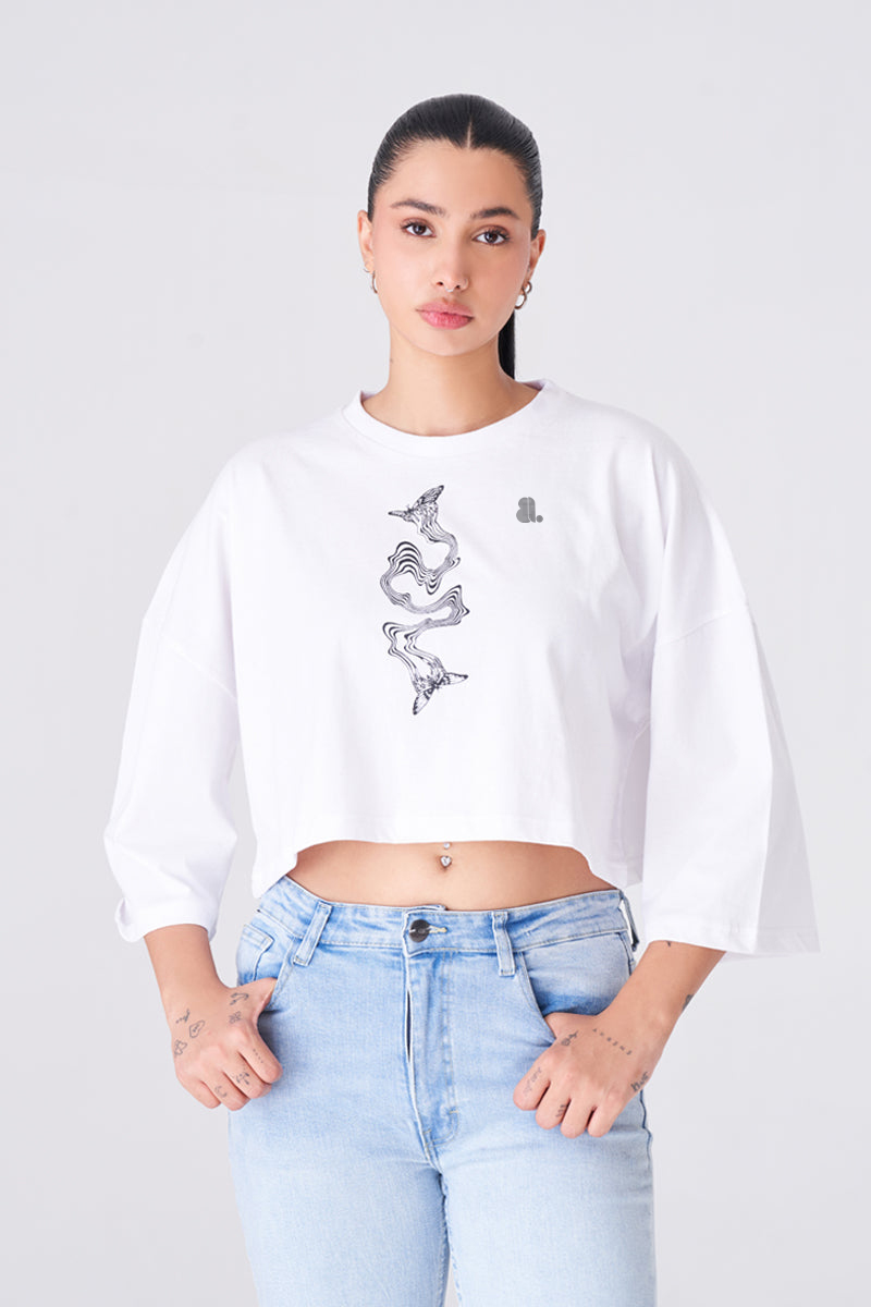 Women Long Sleeve Crop Top T-Shirts - Image 2