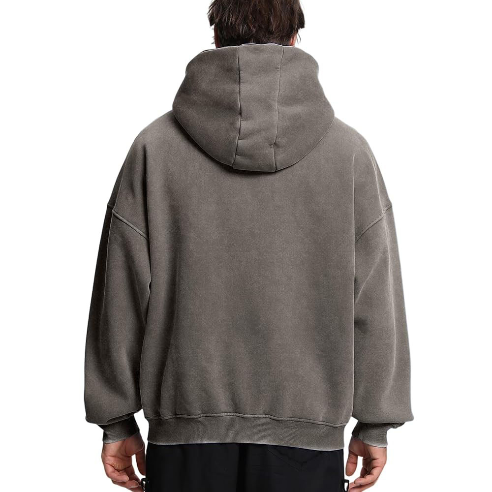 Acid Wash Zipper Hoodie Men - Image 5