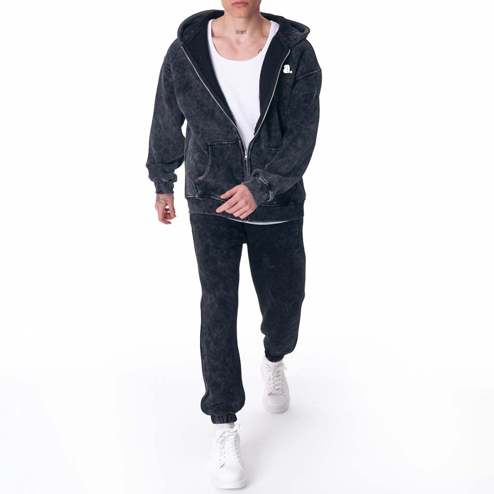 Acid Wash Zipper Track Suit Men