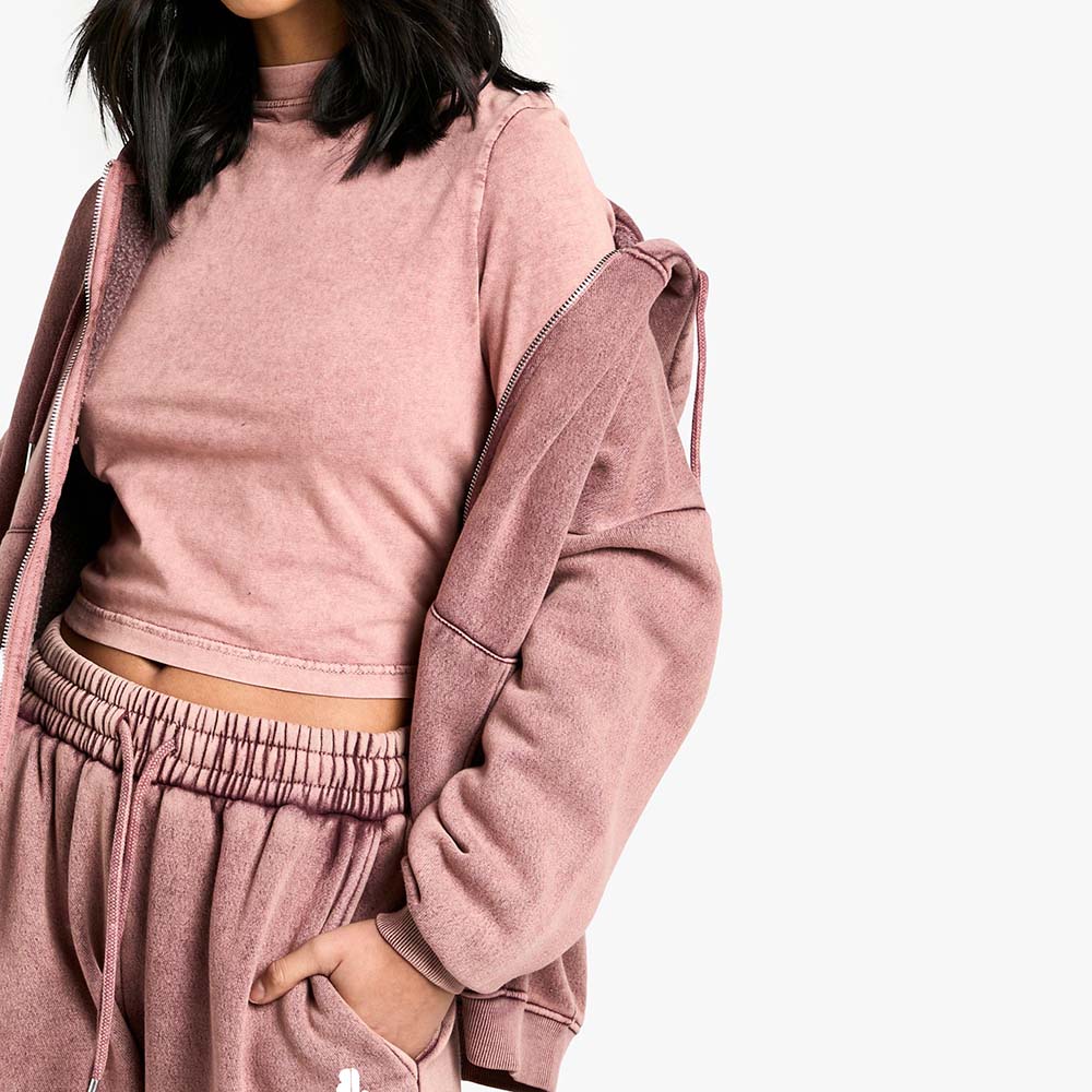 Acid Wash Zipper Track Suite Women - Image 3