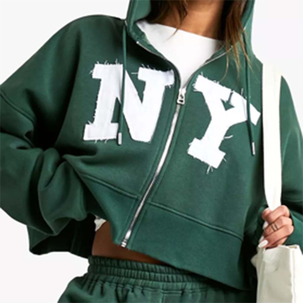 Acid Wash Zipper Track Suite Women - Image 3