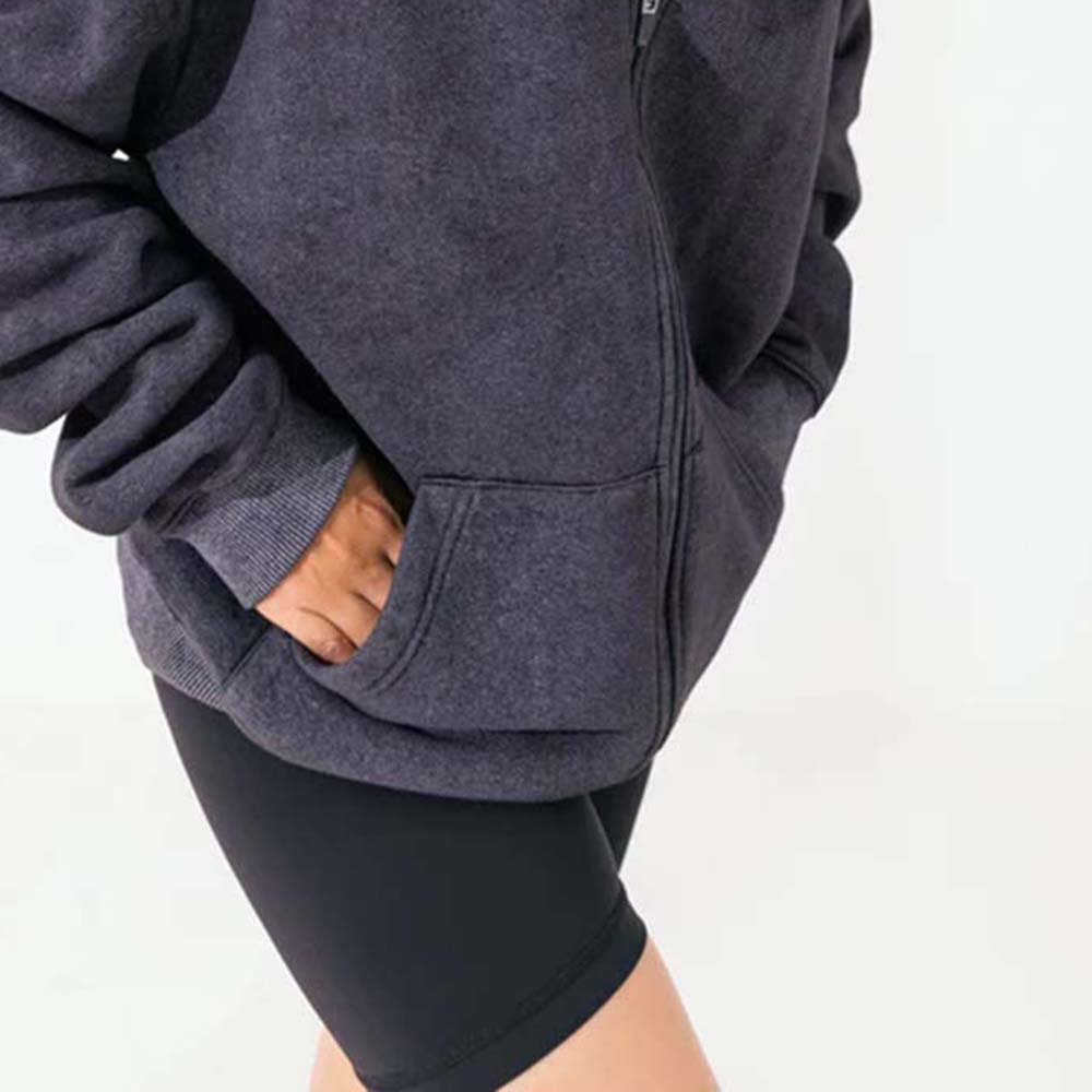 Acid Wash Zipper Hoodie Women - Image 5